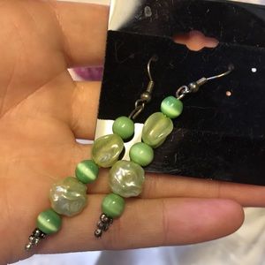 Handmade earrings green beads